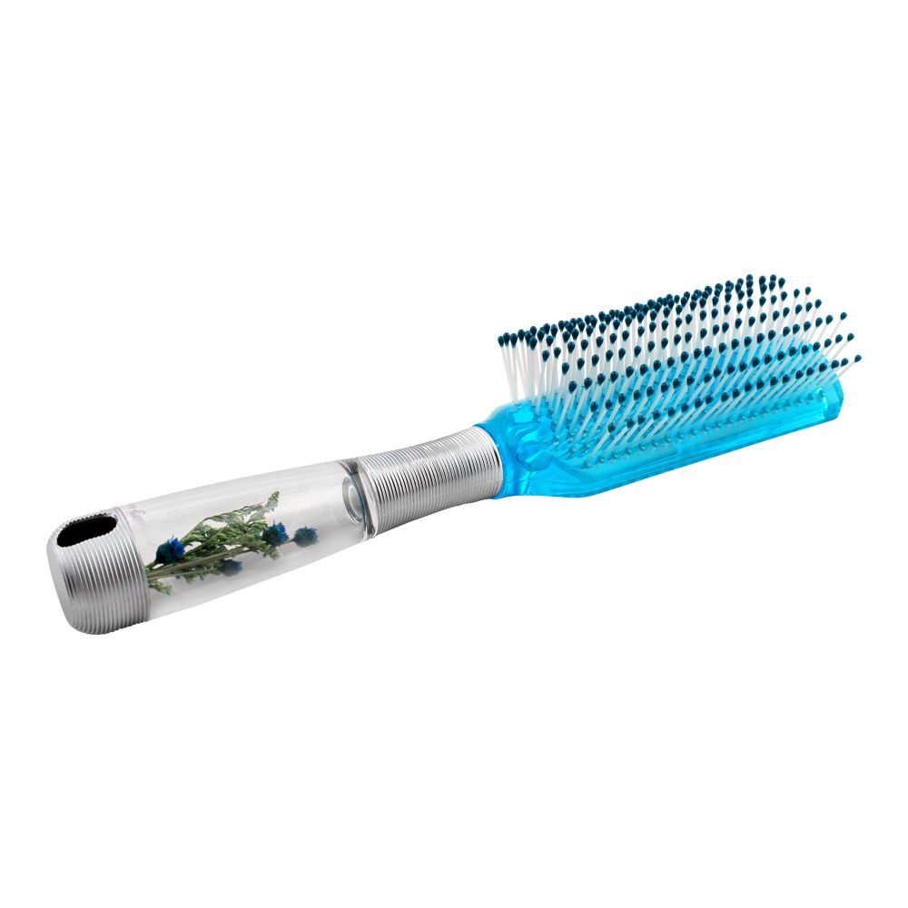 Hair Brush, Silver/Blue, Rectangle Shape, 9851BWS - Main Image