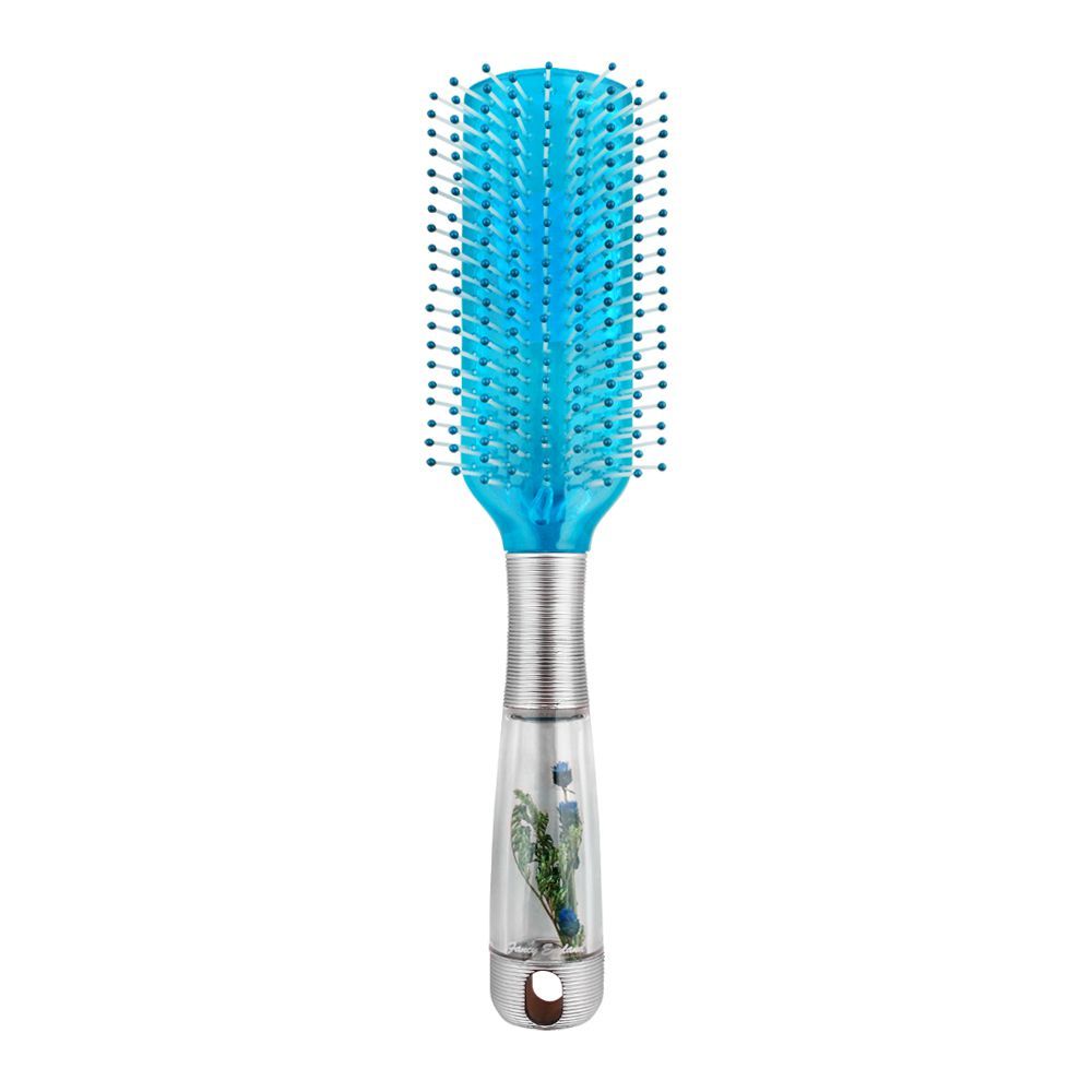 Hair Brush, Silver/Blue, Rectangle Shape, 9851BWS - Image 2