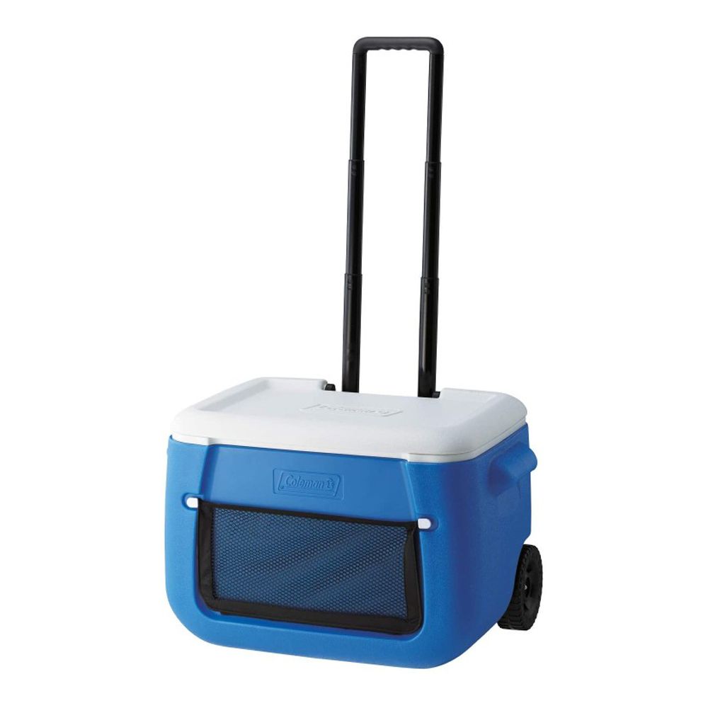 Coleman 50 Quart Polylite Wheeled Cooler, 47 Liter Portable Ice Box for Camping, Drinks & Picnics, Blue, 36081 - Main Image