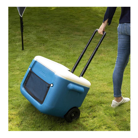 Coleman 50 Quart Polylite Wheeled Cooler, 47 Liter Portable Ice Box for Camping, Drinks & Picnics, Blue, 36081 - Image 2