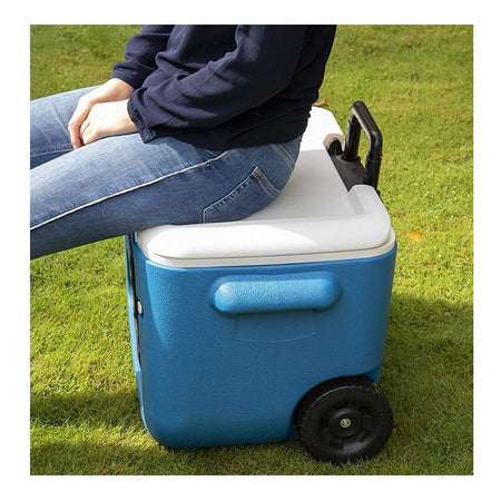 Coleman 50 Quart Polylite Wheeled Cooler, 47 Liter Portable Ice Box for Camping, Drinks & Picnics, Blue, 36081 - Image 3