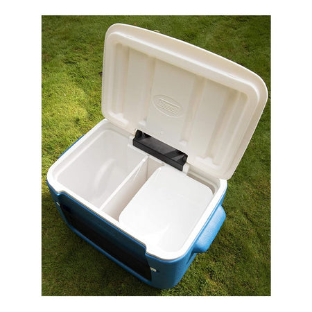 Coleman 50 Quart Polylite Wheeled Cooler, 47 Liter Portable Ice Box for Camping, Drinks & Picnics, Blue, 36081 - Image 5