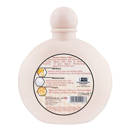 Caresse Royal Jelly & Milk Extract Honey Lotion, 220ml - Image 2