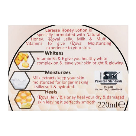 Caresse Royal Jelly & Milk Extract Honey Lotion, 220ml - Image 3
