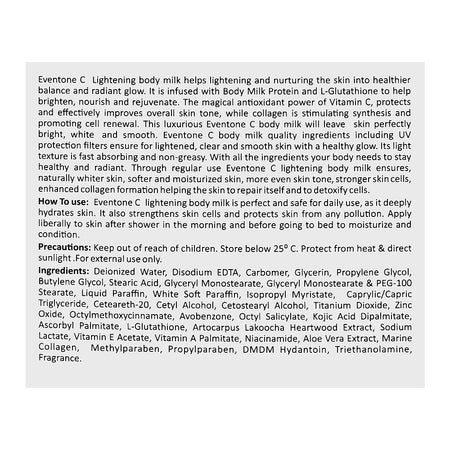 Pharma Health Eventone-C Skin Lightening Body Milk Lotion, SPF-45, For Dry, Dull Skin, 150ml - Image 3