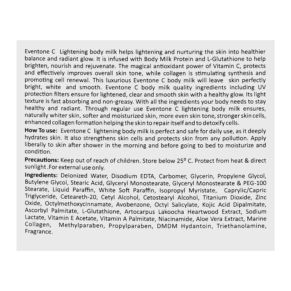 Pharma Health Eventone-C Skin Lightening Body Milk Lotion, SPF-45, For Dry, Dull Skin, 150ml - Image 3