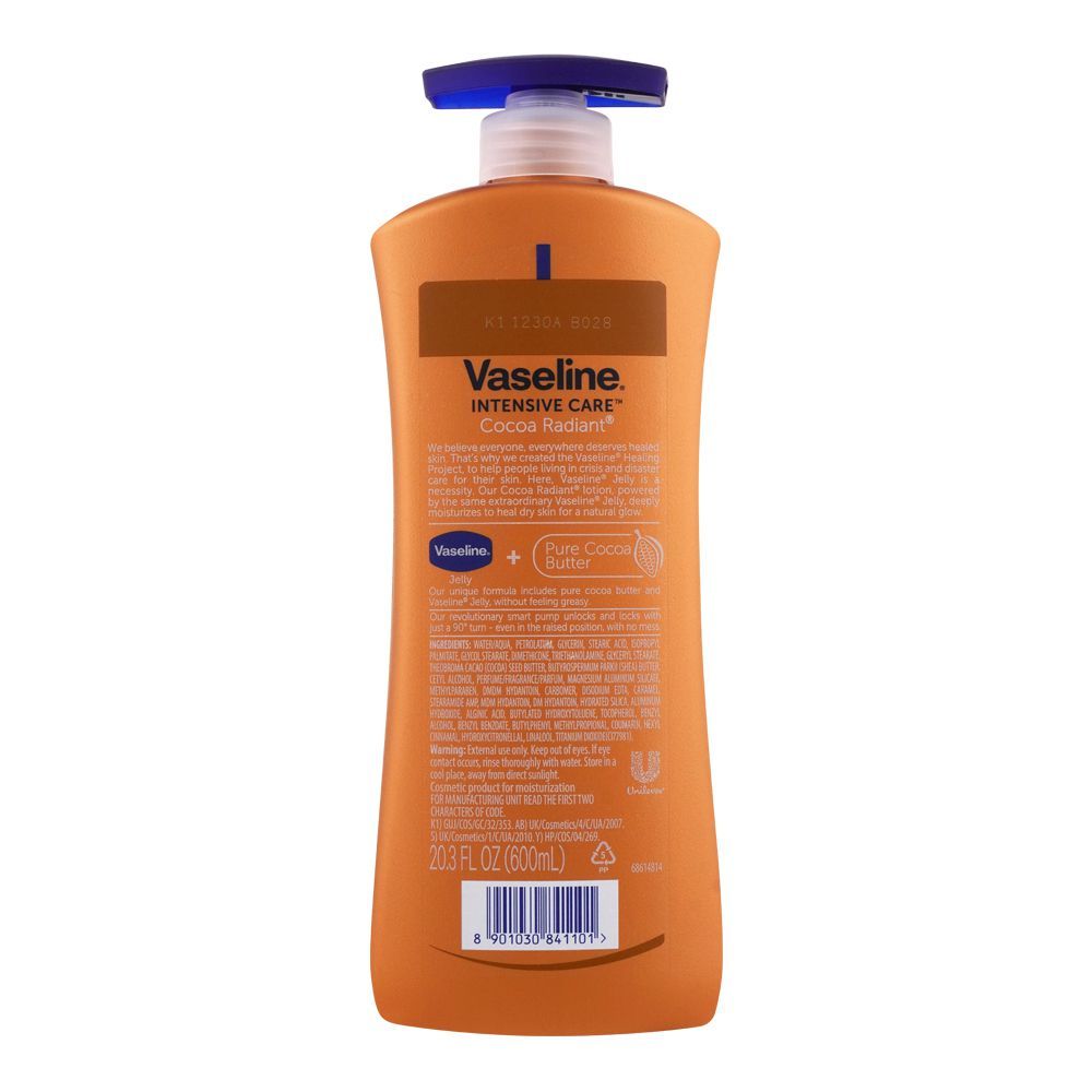 Vaseline Intensive Care Cocoa Radiant Body Lotion, Pump, 600ml - Image 2