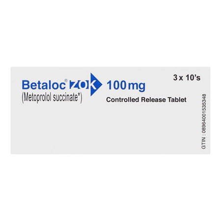 Barrett Hodgson Betaloc Zok Tablet, 100mg, 30-Pack - Image 2