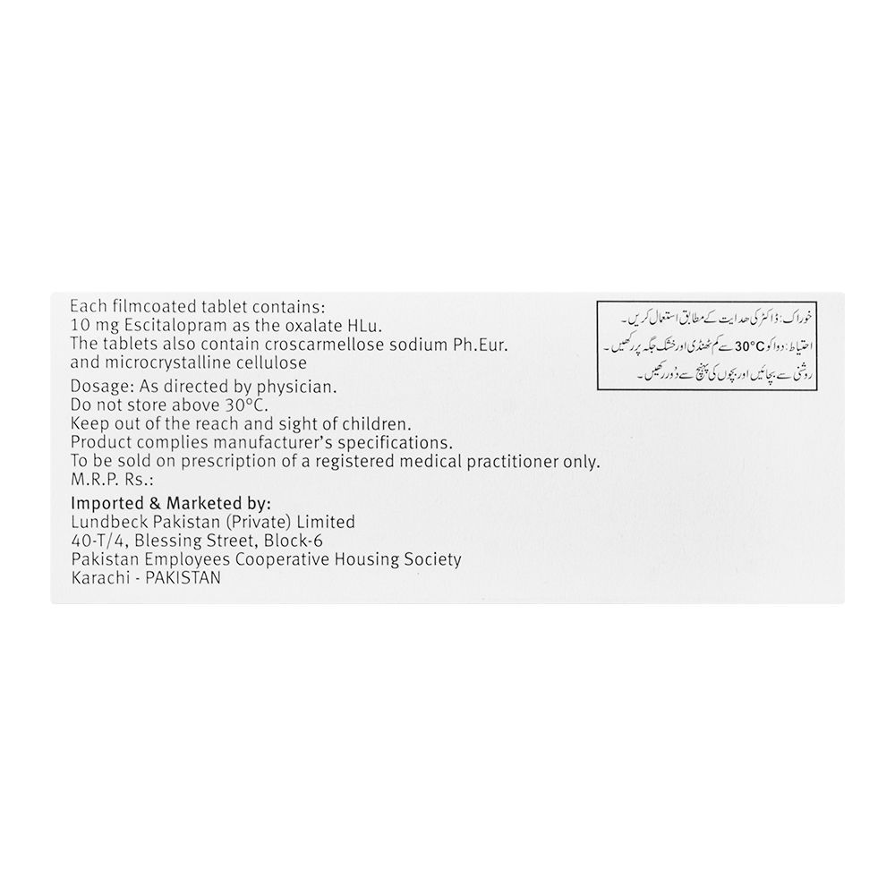 Lundbeck Pvt. Ltd. Cipralex Tablet, 10mg, 14-Pack - Image 2
