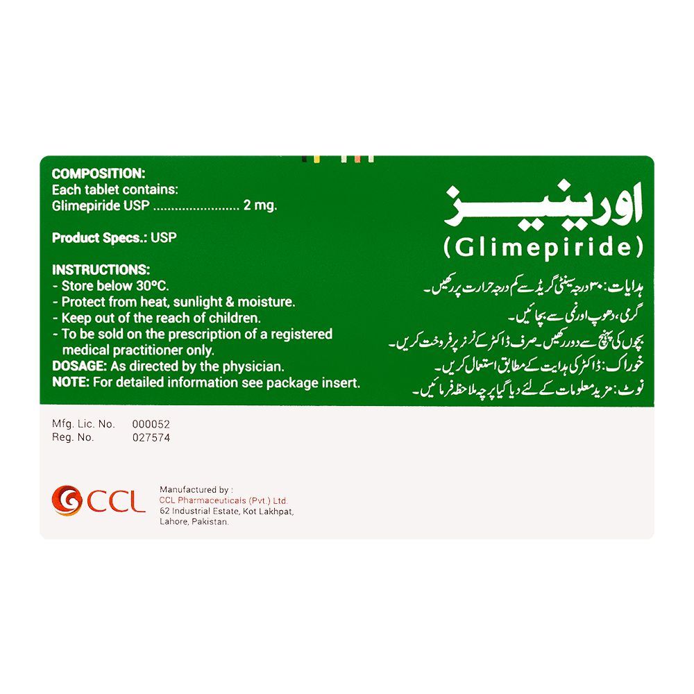 CCL Pharmaceuticals Orinase Tablet, 2mg, 20-Pack - Image 2