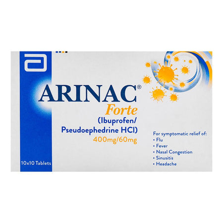 Abbott Arinac Forte Tablet, 400mg/60mg, 1-Strip - Image 2