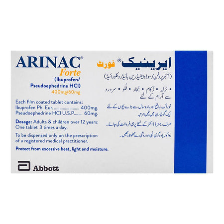 Abbott Arinac Forte Tablet, 400mg/60mg, 1-Strip - Image 3