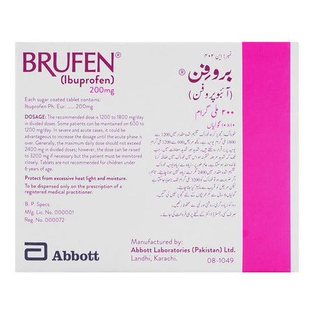 Abbott Brufen Tablet, 200mg, 1-Strip - Image 3