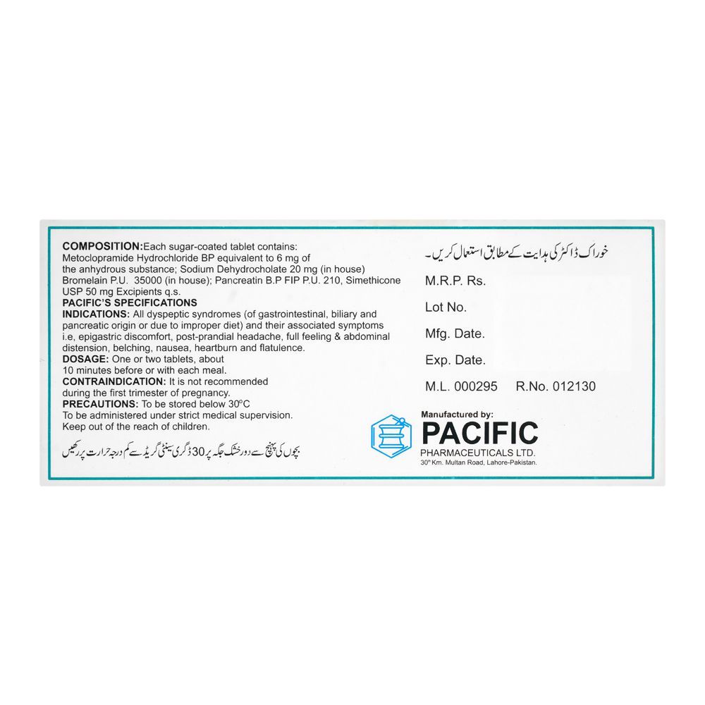 Pacific Pharmaceuticals Plasenzym Tablet, 30-Pack - Image 2