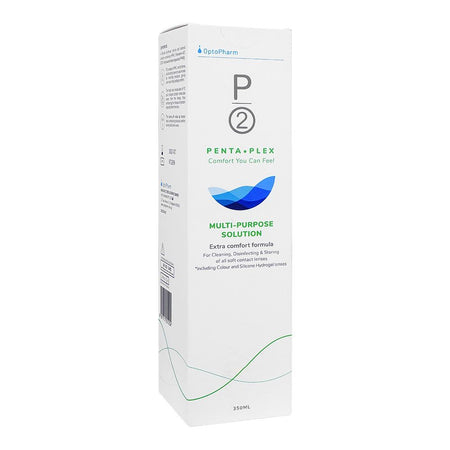 P2 Penta Plex Multi Purpose Contact Lens Solution, Ideal For Lenses Cleaning, Disinfectant & Storing, 350ml - Main Image