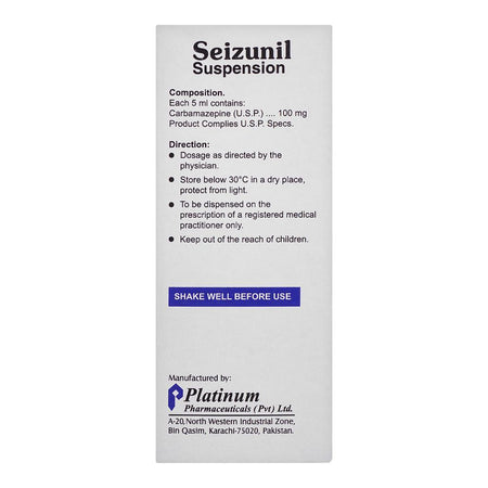 Platinum Pharmaceuticals Seizunil Suspension, 100mg/5ml, 120ml - Image 3