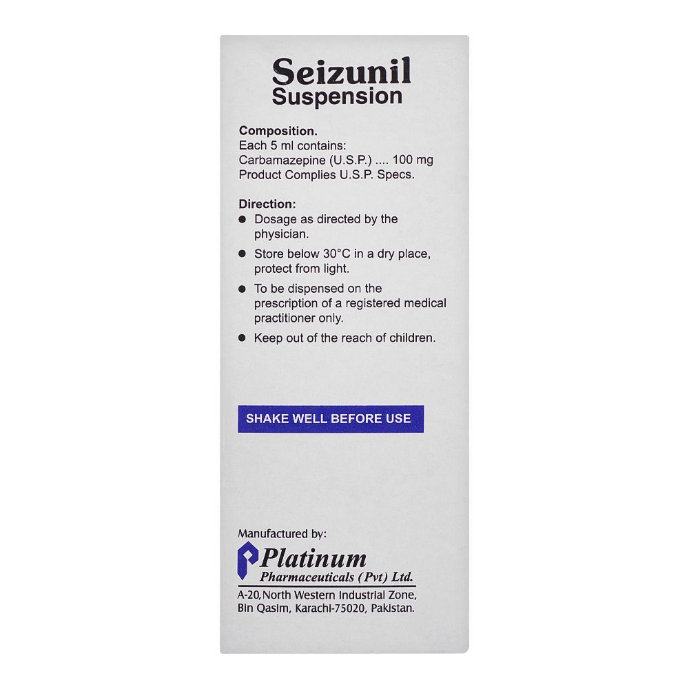 Platinum Pharmaceuticals Seizunil Suspension, 100mg/5ml, 120ml - Image 3