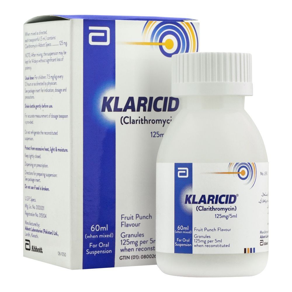 Abbott Klaricid Oral Suspension, 125mg/60ml - Main Image