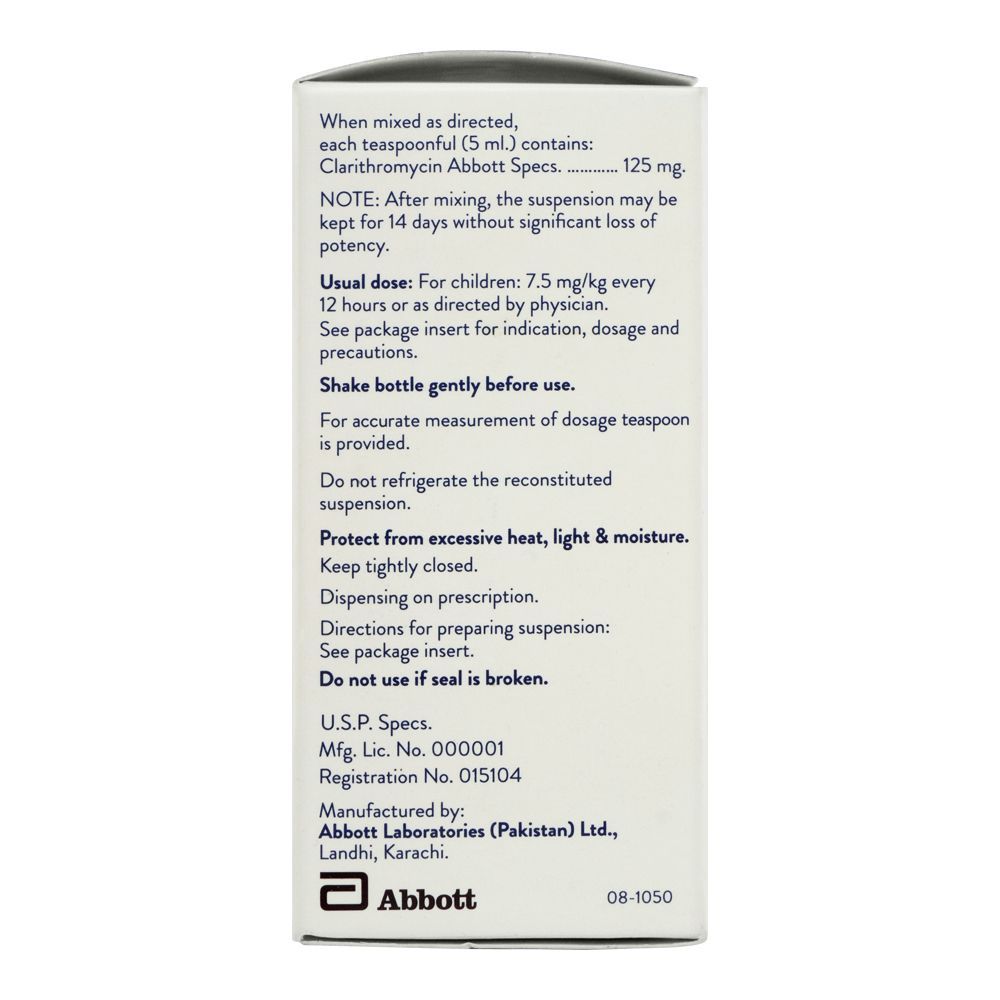 Abbott Klaricid Oral Suspension, 125mg/60ml - Image 3