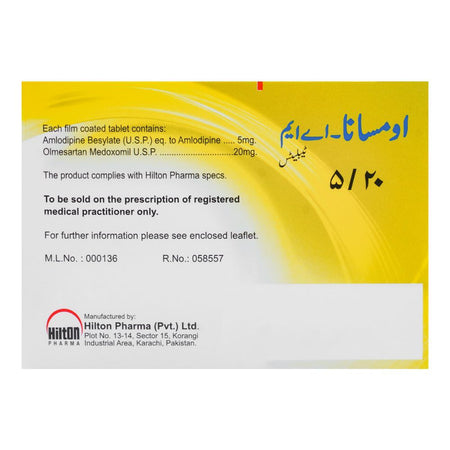 Hilton Pharma Omsana-AM Tablet, 5/20mg, 20-Pack - Image 2