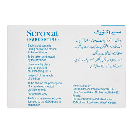 GSK Seroxat Tablet, 20mg, 10-Pack - Image 2