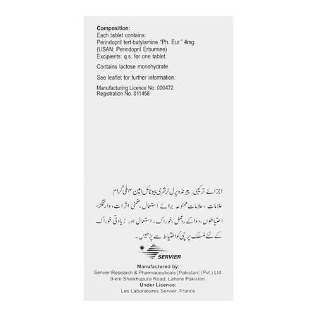 Servier Pharmaceuticals Coversyl Tablet, 4mg, 10-Pack - Image 2