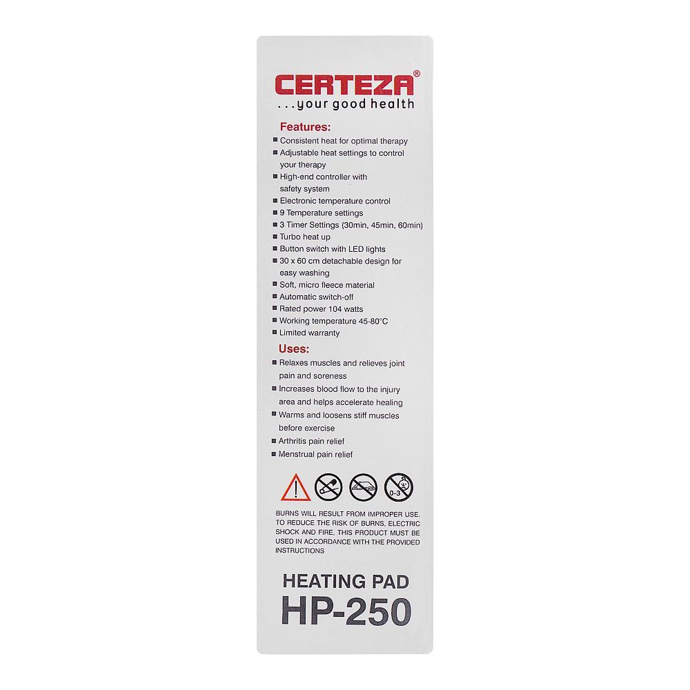 Certeza Heating Pad, HP-250 - Image 2