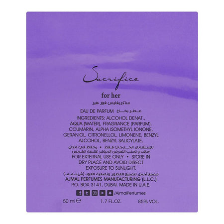Ajmal Sacrifice For Her, Eau de Parfum, For Women, 50ml - Image 3