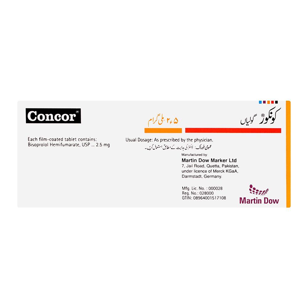 Martin Dow Concor Tablet, 2.5mg, 14-Pack - Image 2