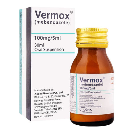 Aspin Pharma Vermox Oral Suspension, 100mg/5ml, 30ml - Main Image