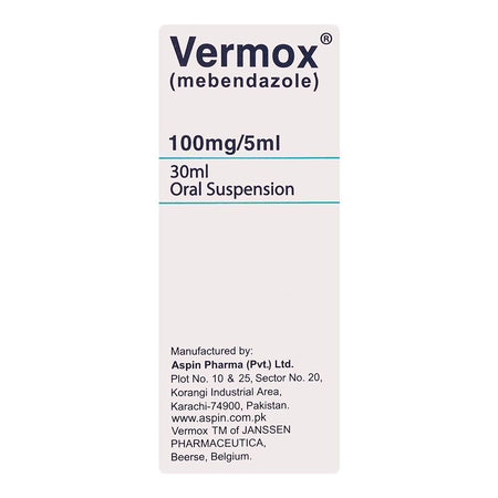Aspin Pharma Vermox Oral Suspension, 100mg/5ml, 30ml - Image 2