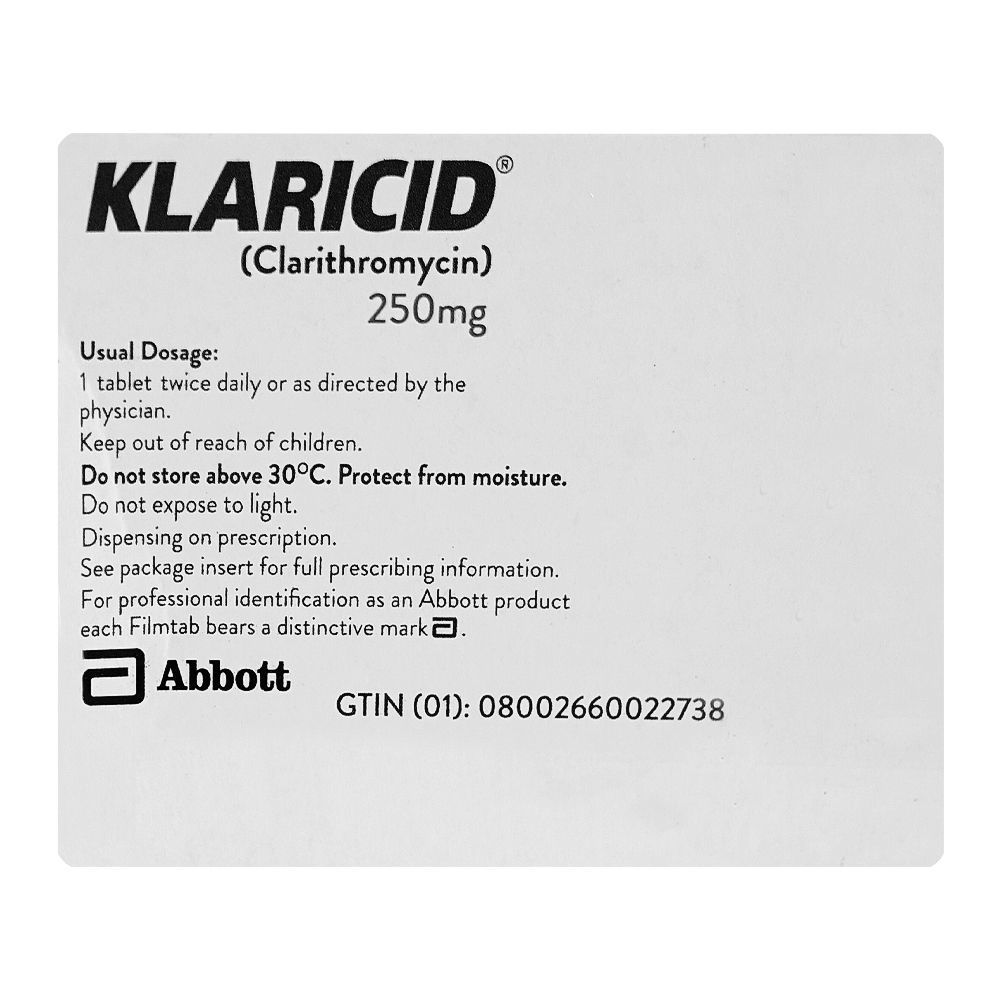 Klaricid 250mg, Strip (10 Tablets) - Image 5