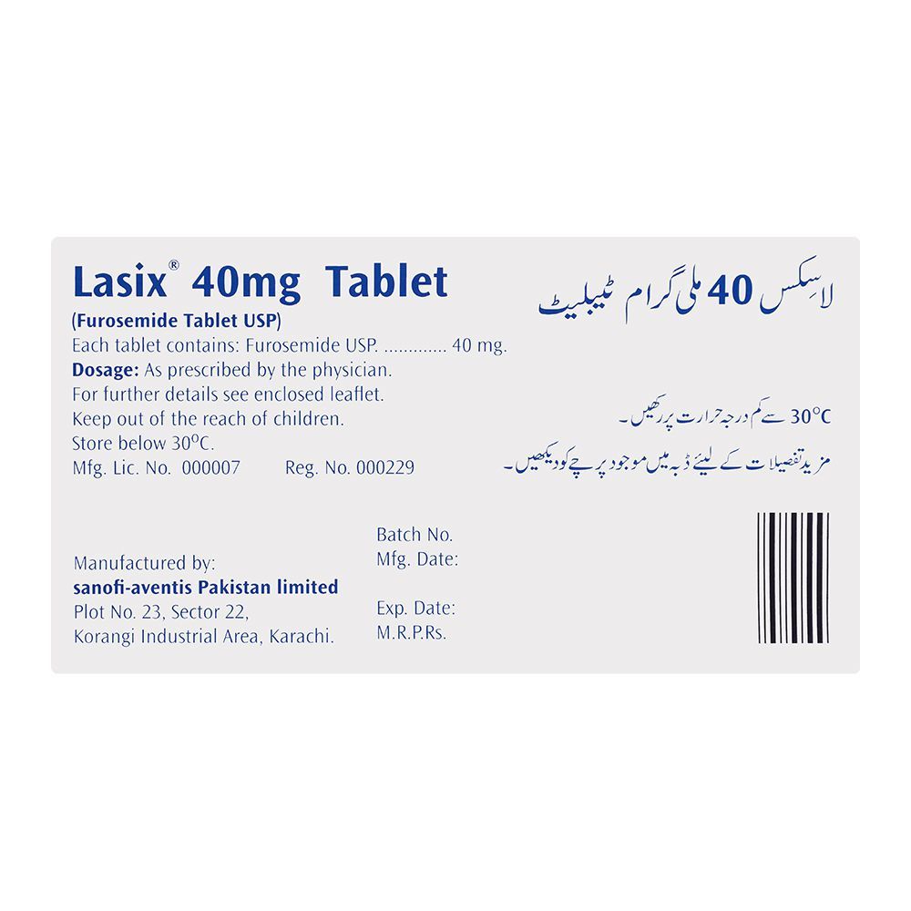 Lasix Tablet, 40mg, 1-Strip - Image 2