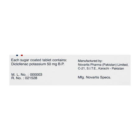 Novartis Pharmaceuticals Caflam Tablet, 50mg, 1-Strip - Image 2