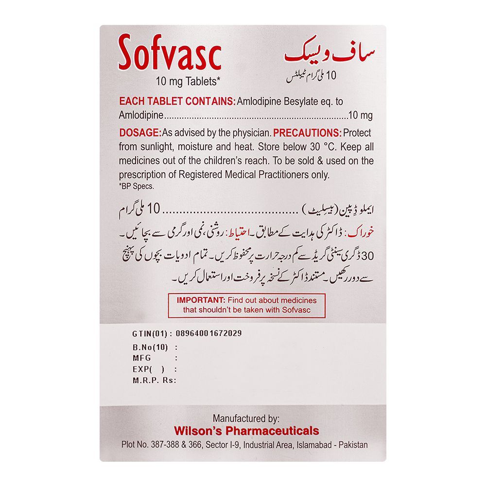 Wilson's Pharmaceuticals Sofvasc Tablet, 10mg, 30-Pack - Image 2