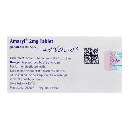 Amaryl Tablet, 2mg, 1-Strip - Image 2