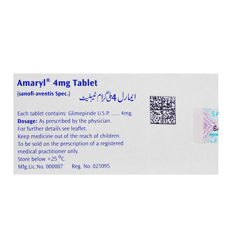 Amaryl Tablet, 4mg, 1-Strip - Image 2
