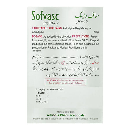 Wilson's Pharmaceuticals Sofvasc Tablet, 5mg, 30-Pack - Image 2