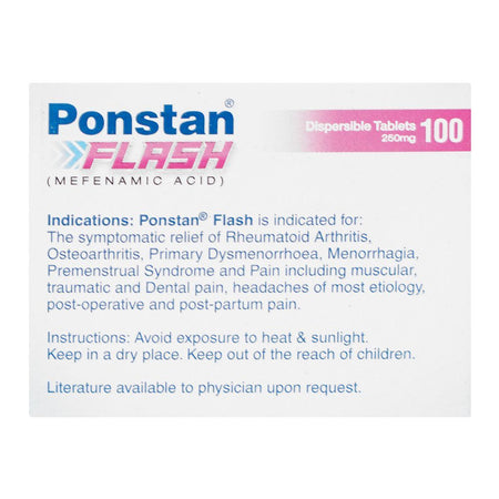 Ponstan Flash Dispersible Tablets 250mg, Mixed Fruit Flavour, Strip (10 Tablets) - Image 3