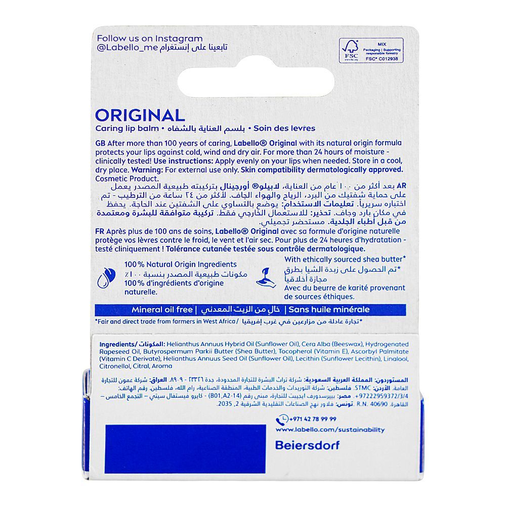 Labello Original Caring Lip Balm, 4.8g - Image 3