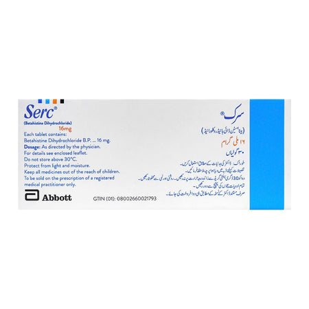 Abbott Serc Tablet Strip, 16mg, 30 Tablets - Image 2