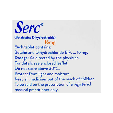 Abbott Serc Tablet Strip, 16mg, 30 Tablets - Image 3