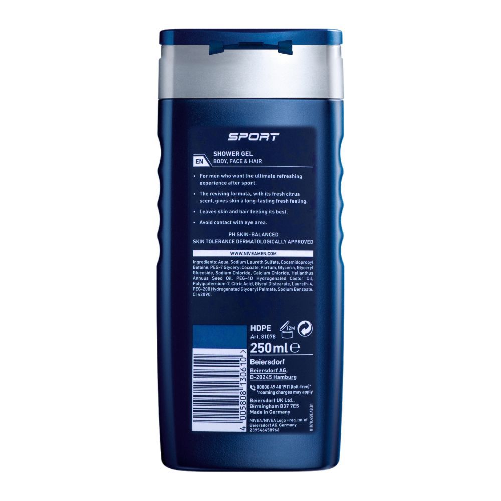 Nivea Men Sport Shower Gel, 250ml - Image 2