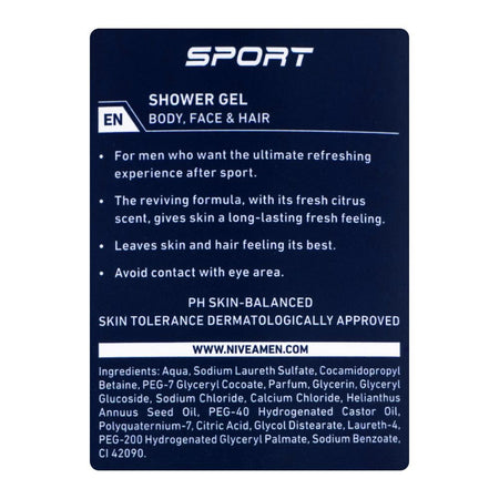 Nivea Men Sport Shower Gel, 250ml - Image 3