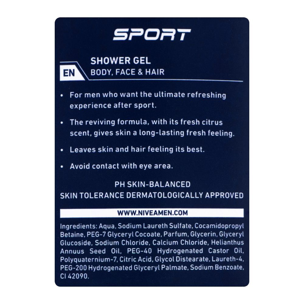 Nivea Men Sport Shower Gel, 250ml - Image 3