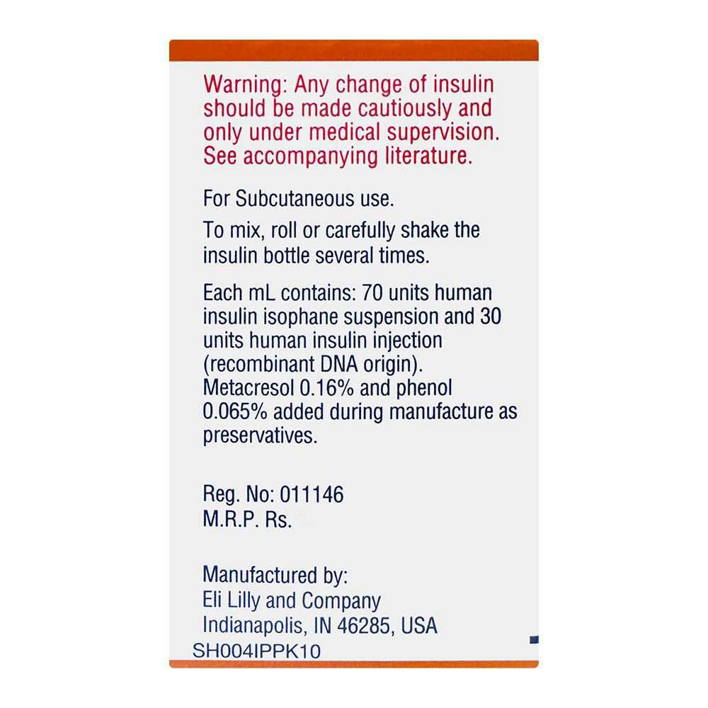 Eli Lilly Humulin 70/30, 10ml - Image 3