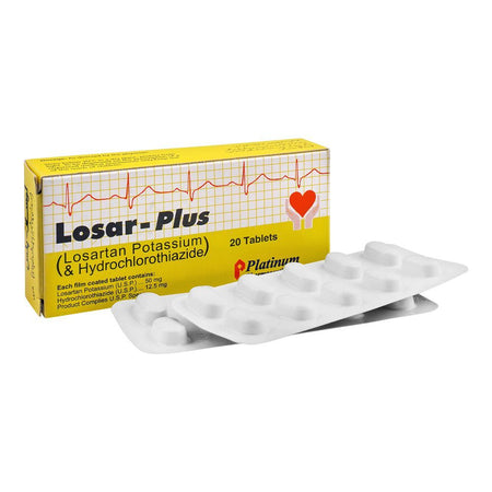 Platinum Pharmaceuticals Losar-Plus Tablet, 50mg/12.5mg, 20-Pack - Main Image