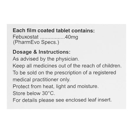 PharmEvo Gouric Tablet Strip, 40mg, 10 Tablets - Image 5