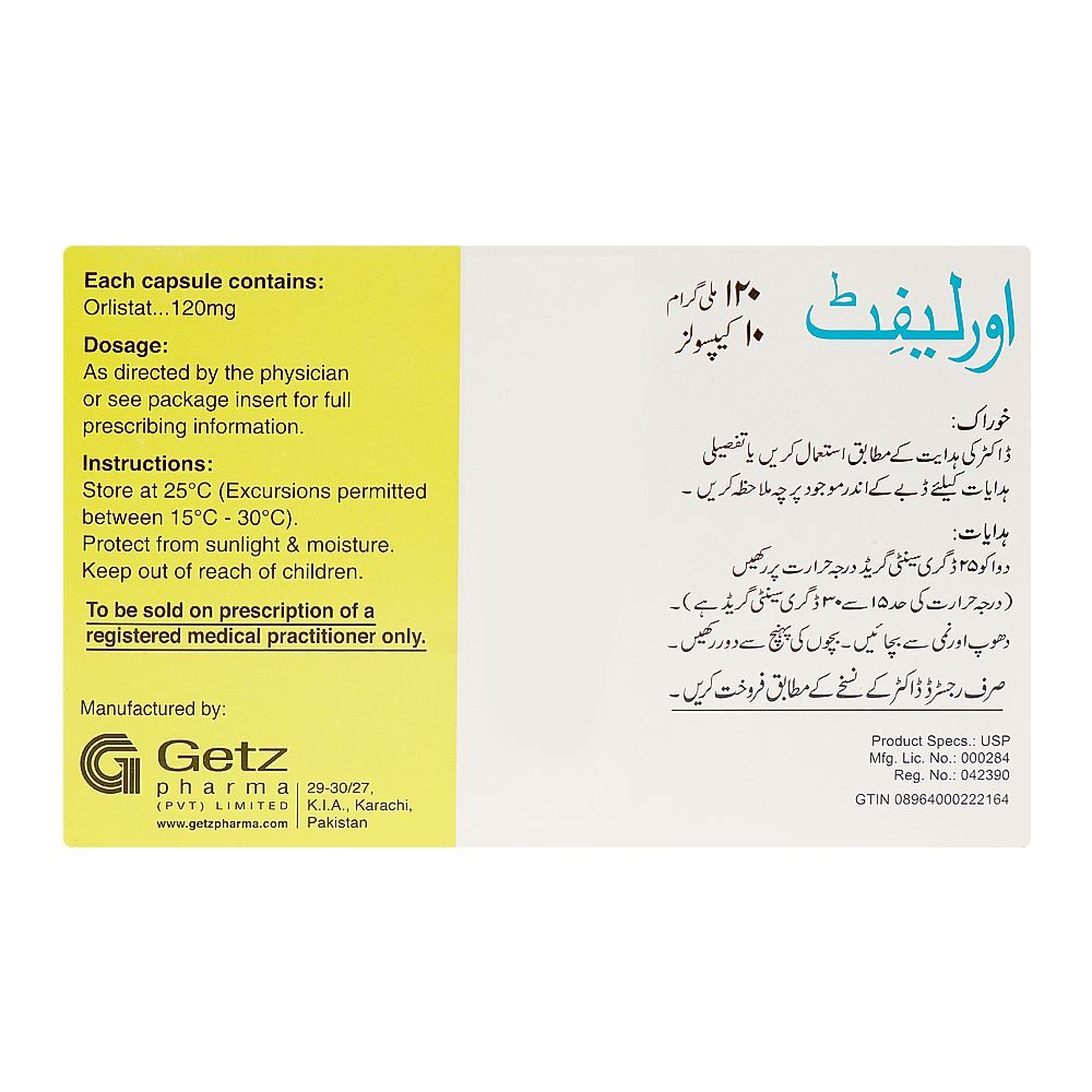 Getz Pharma Orlifit Capsules, 120mg, 10-Pack - Image 2