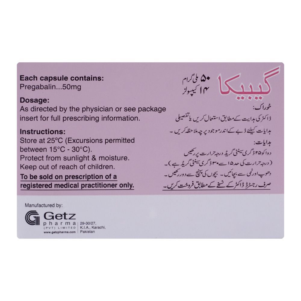 Getz Pharma Gabica Capsule, 50mg, 14-Pack - Image 3